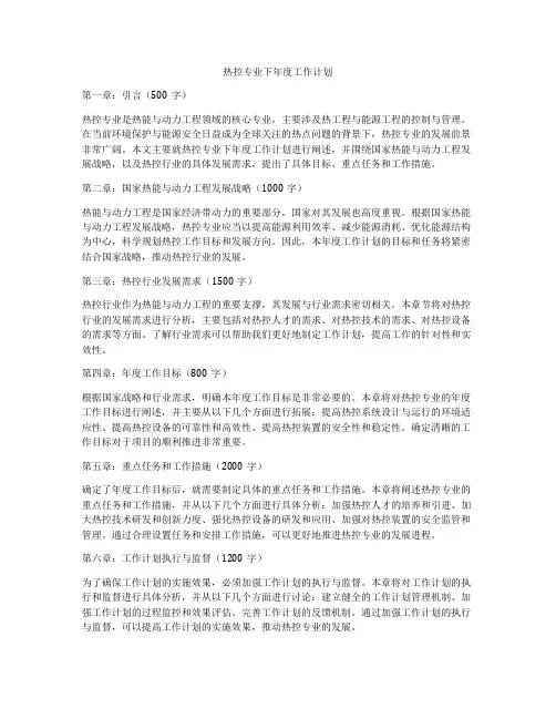 热控专业下年度工作计划