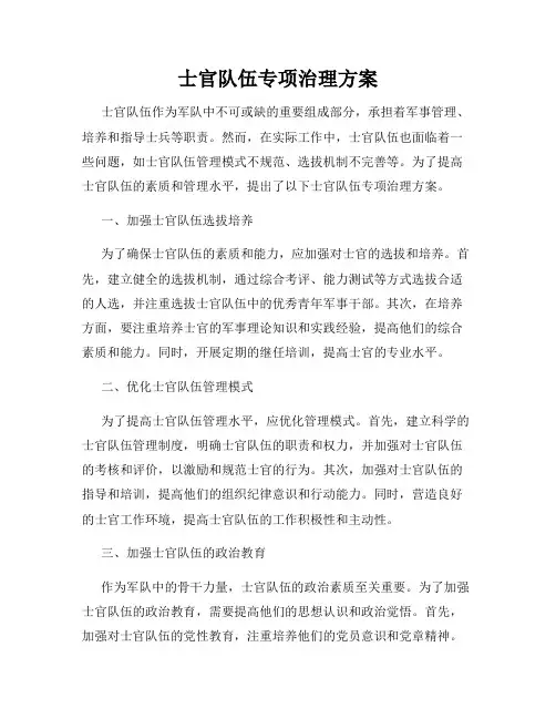 士官队伍专项治理方案