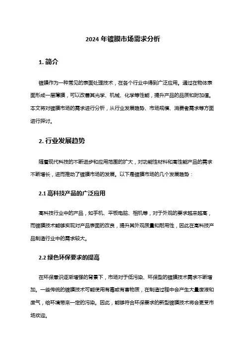 2024年镀膜市场需求分析