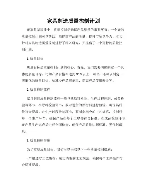 家具制造质量控制计划