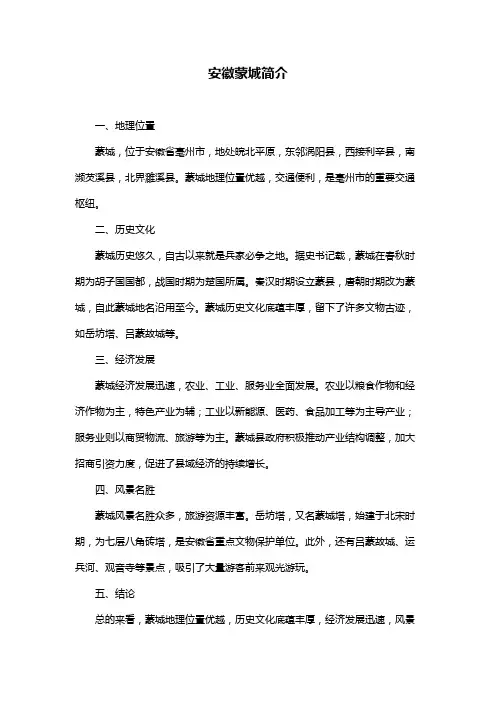 安徽蒙城简介
