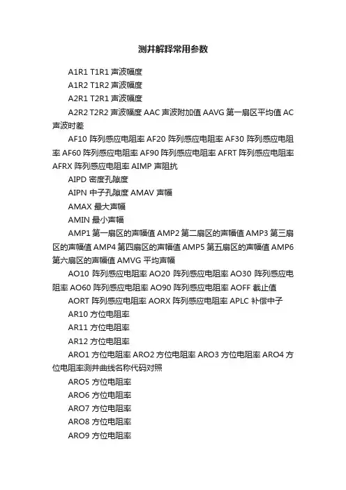 测井解释常用参数