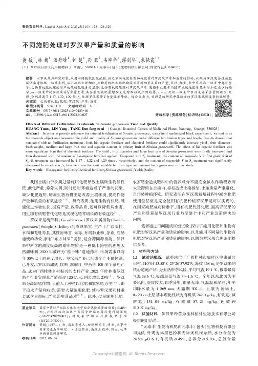 不同施肥处理对罗汉果产量和质量的影响