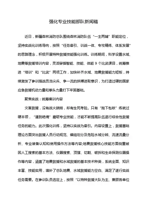 强化专业技能部队新闻稿