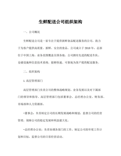 生鲜配送公司组织架构