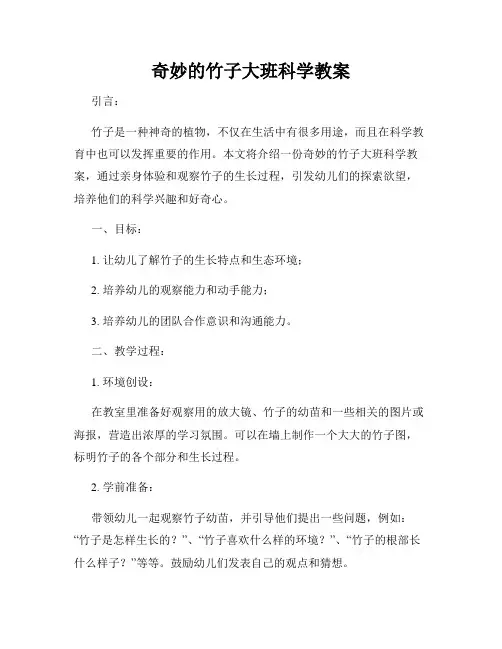 奇妙的竹子大班科学教案