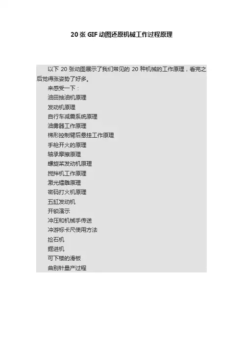 20张GIF动图还原机械工作过程原理