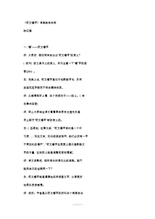 咬文嚼字课堂教学实录