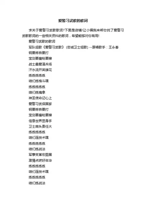 爱警习武歌的歌词