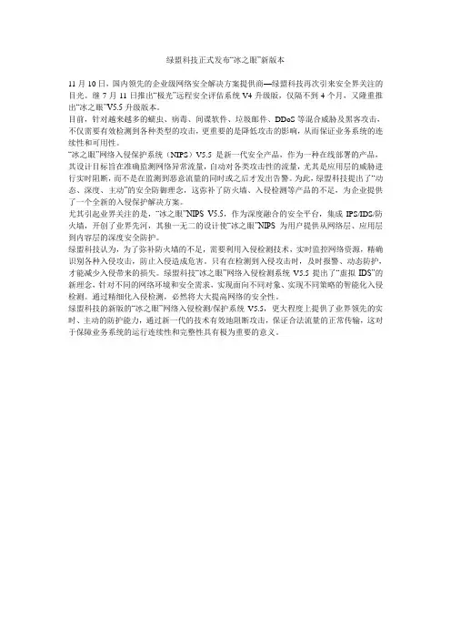绿盟科技正式发布“冰之眼”新版本