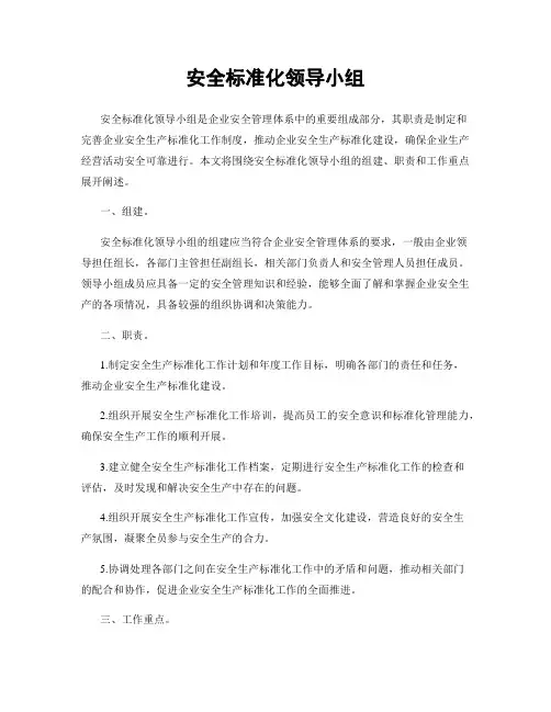 安全标准化领导小组