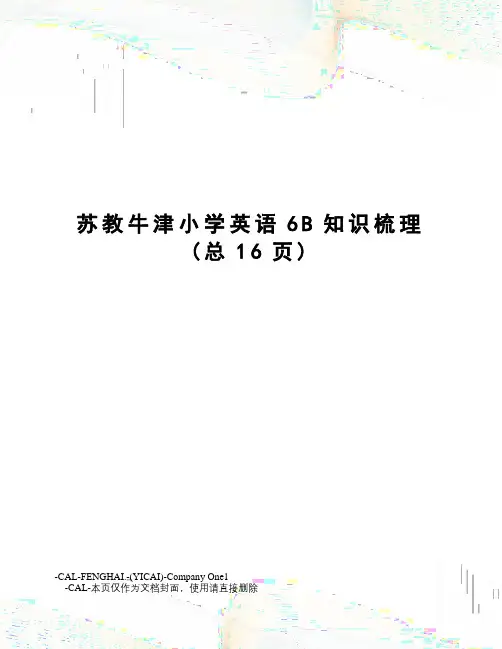 苏教牛津小学英语6B知识梳理