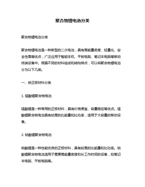 聚合物锂电池分类
