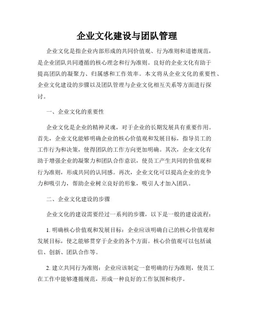 企业文化建设与团队管理