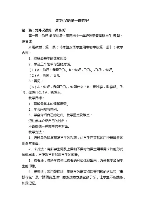 对外汉语第一课你好