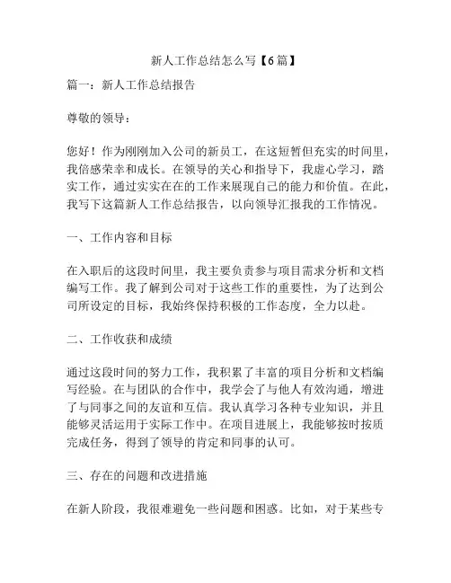 新人工作总结怎么写【6篇】
