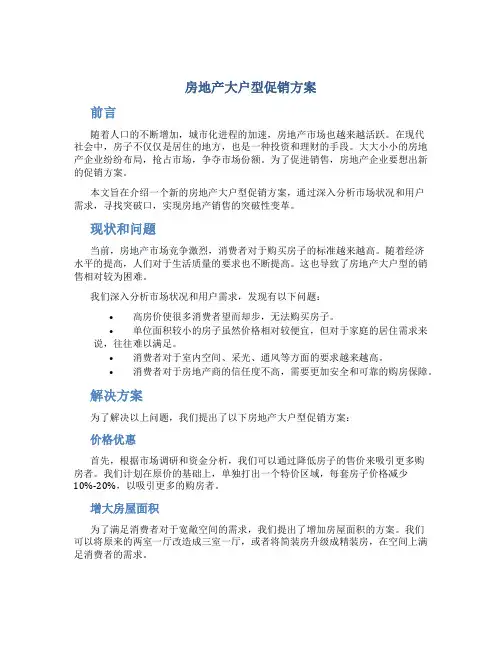 房地产大户型促销方案