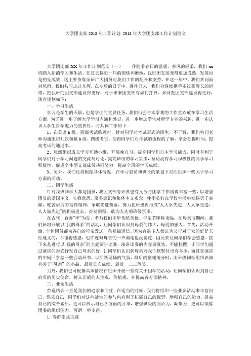 大学团支部2018年工作计划_2018年大学团支部工作计划范文