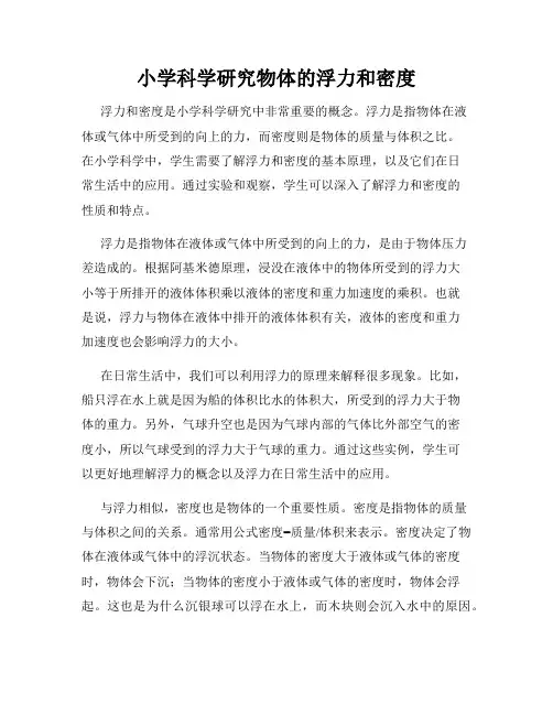 小学科学研究物体的浮力和密度