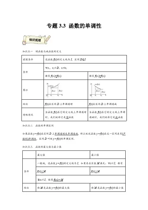 专题3.3 函数的单调性(基础)(解析版).