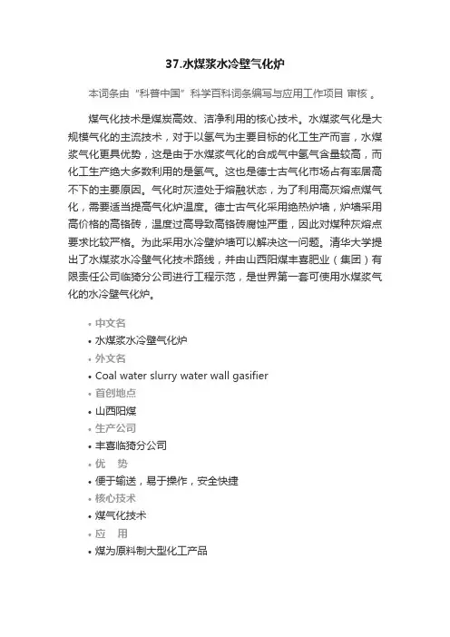 37.水煤浆水冷壁气化炉