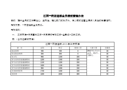 大药房药店连锁绩效考核管理全案