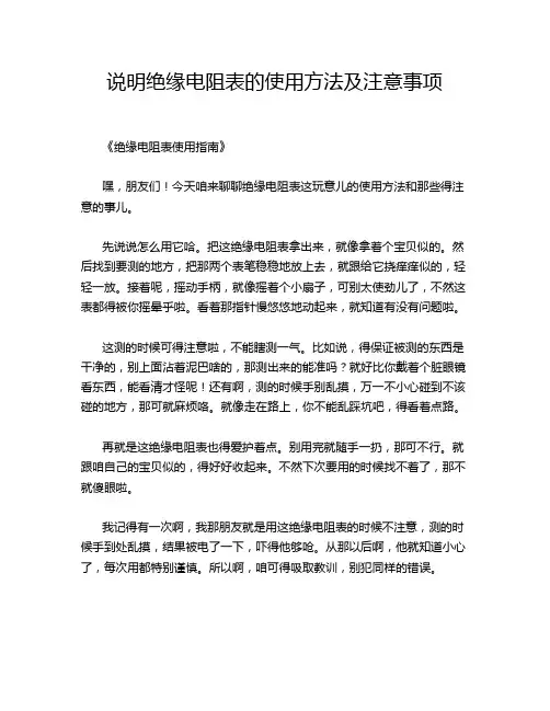说明绝缘电阻表的使用方法及注意事项