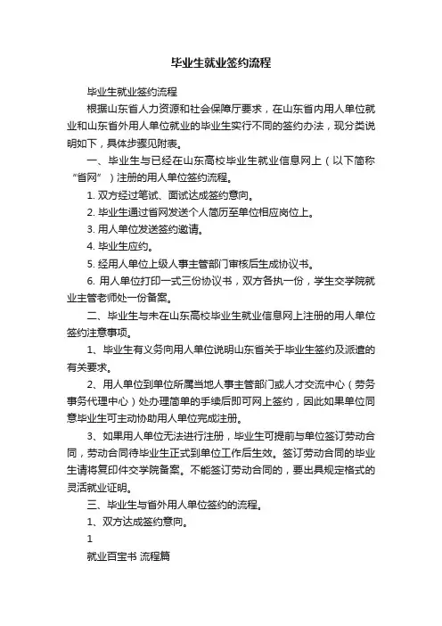 毕业生就业签约流程