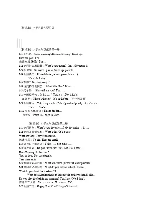 (新标准)小学英语句型汇总
