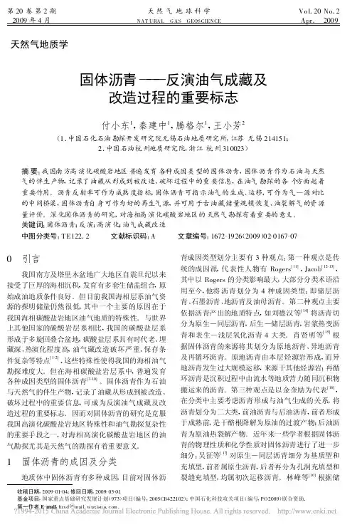 固体沥青_反演油气成藏及改造过程的重要标志_付小东 天然气地球科学 200902