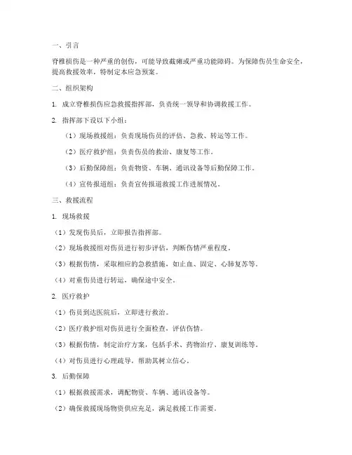脊椎损伤的应急预案