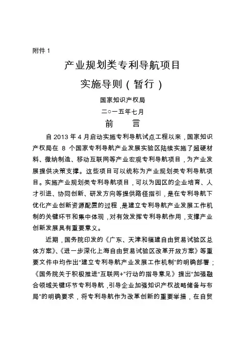 产业规划类专利导航项目实施导则