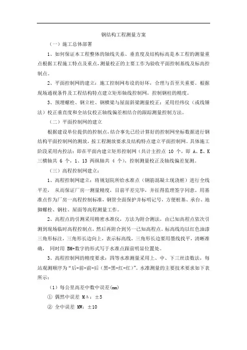 钢结构工程测量方案