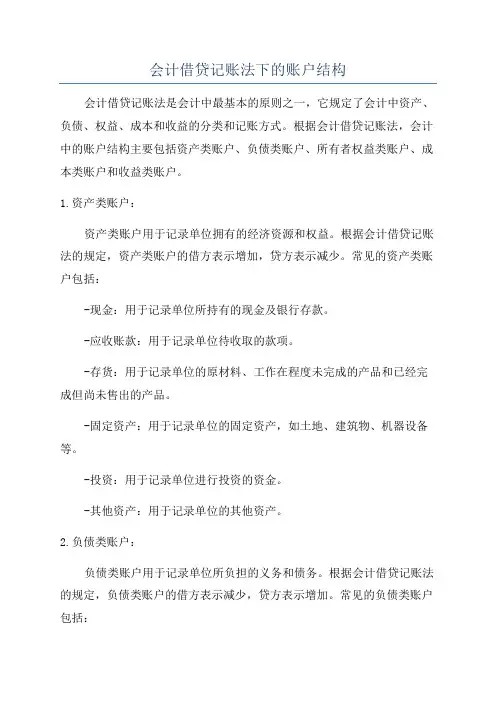 会计借贷记账法下的账户结构