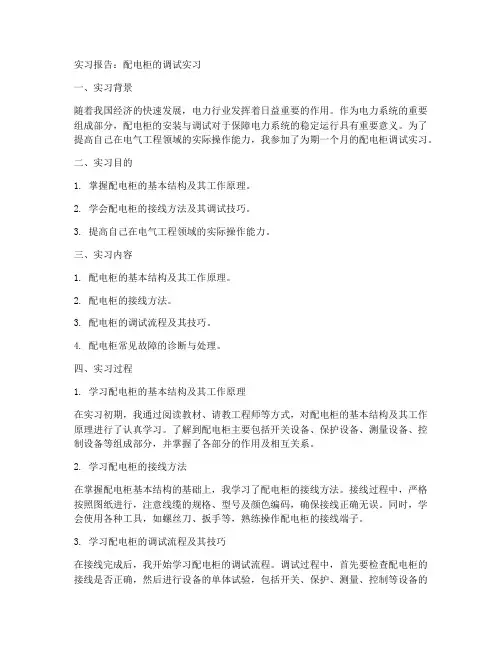 配电柜的调试实习报告