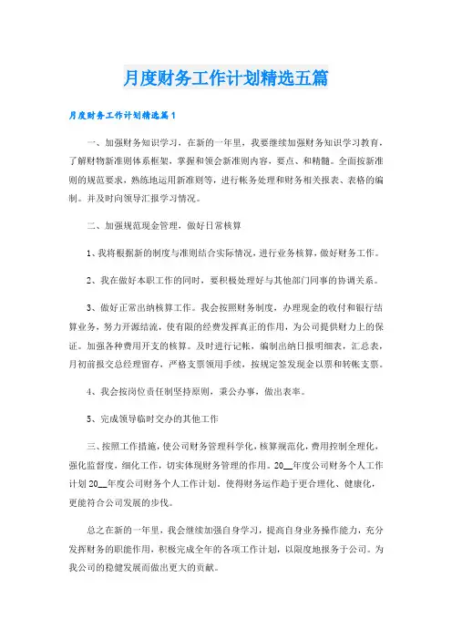 月度财务工作计划精选五篇.doc