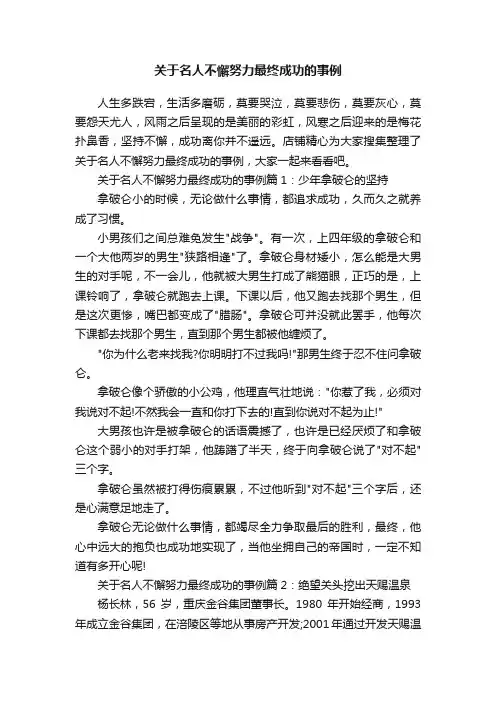 关于名人不懈努力最终成功的事例