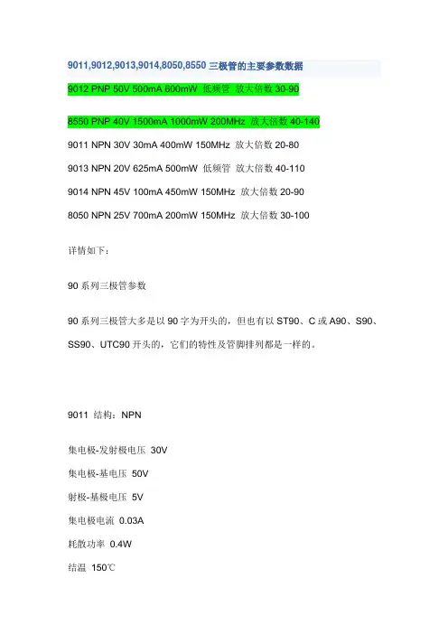 三极管的主要参数