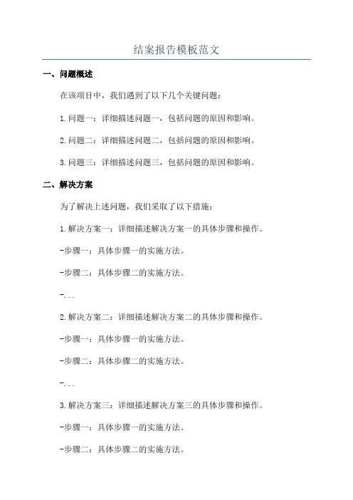 结案报告模板范文