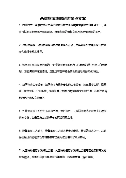 西藏旅游攻略旅游景点文案