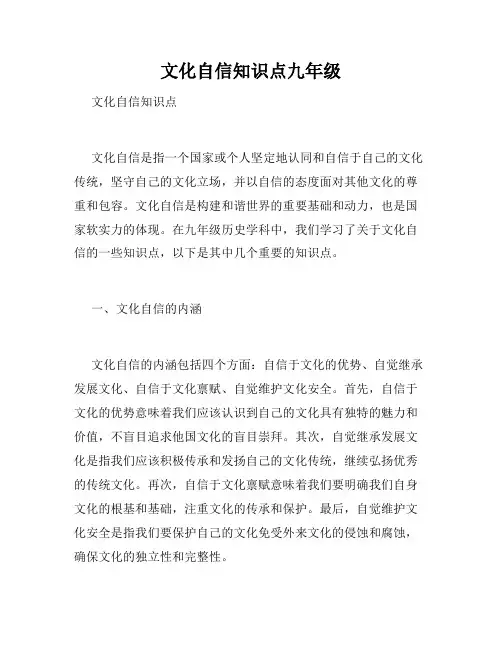 文化自信知识点九年级