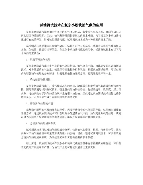 试油测试技术在复杂小断块油气藏的应用