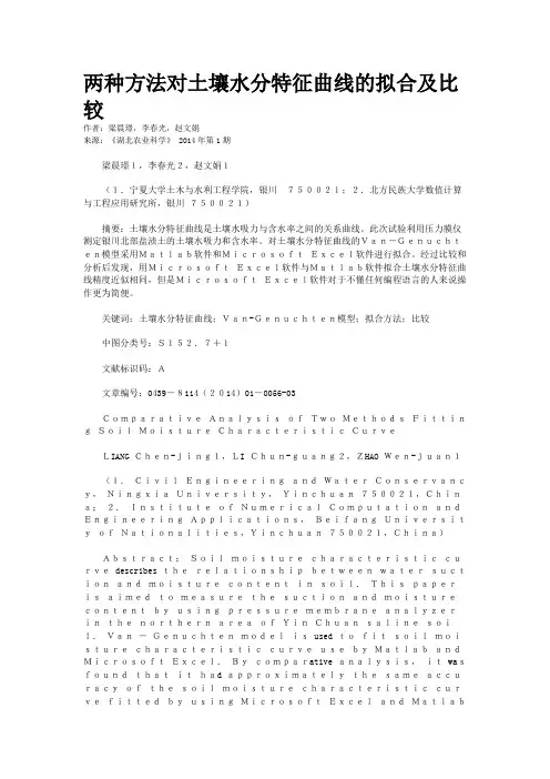 两种方法对土壤水分特征曲线的拟合及比较