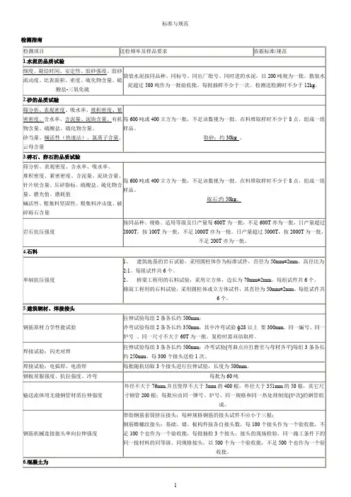 建筑材料取样试验标准与规范