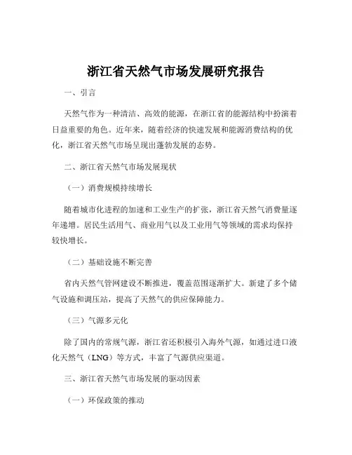 浙江省天然气市场发展研究报告