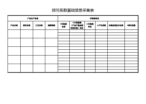 环境保护税排污系数基础信息采集表