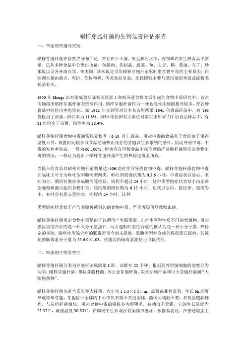 蜡样芽孢杆菌风险评估