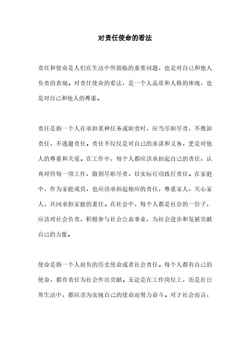 对责任使命的看法