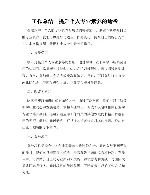 工作总结—提升个人专业素养的途径