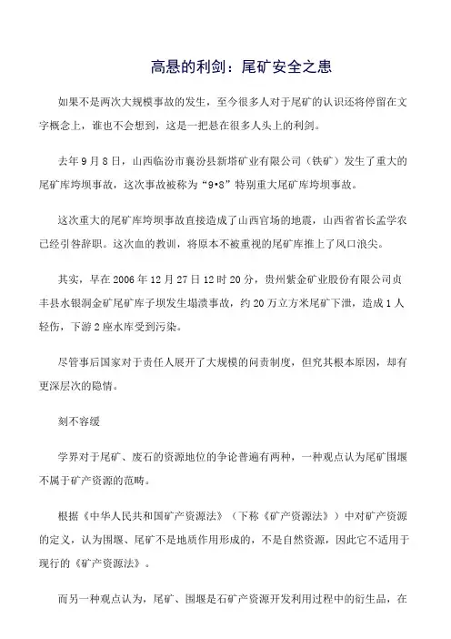 推荐-高悬的利剑：尾矿安全之患